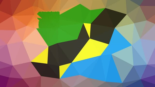 United Republic of Tanzania Flag ISO:TZ dissolving modern tessellation looping moving triangles