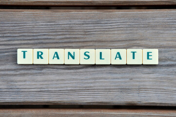 wooden planks with translate letters