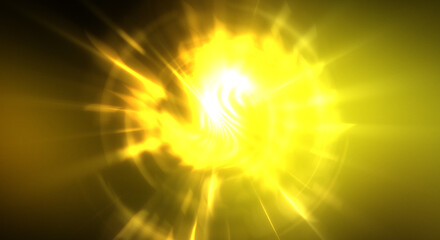 Dynamic moving burst of light. Beautiful shinning background of colorful lights. Vibrant energy display of a star with glowing light rays and particles.
