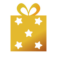 happy merry christmas golden gift with stars decorative icon