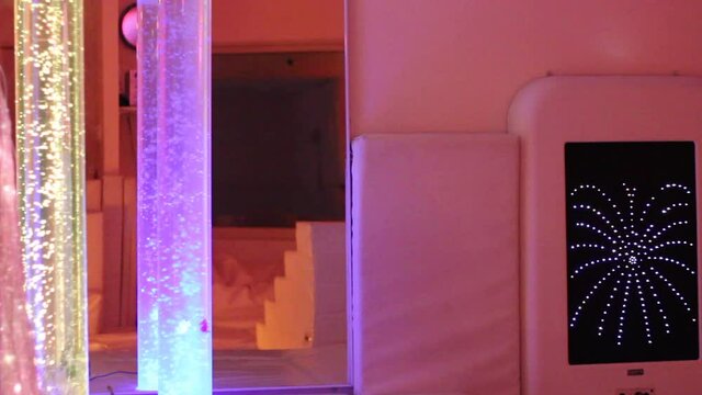 Elements in a Snoezelen Multi Sensory Environment (MSE) Room, Close Up, Rack Focus