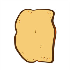 Slice of bread, toast, top view. Grilled bread slice. Vegan snack food. Vector illustration.	