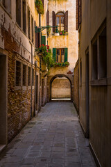 Hidden small street in Venice, Italy