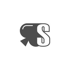 Letter S logo combined with spade icon design