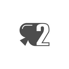 Number 2 logo combined with spade icon design