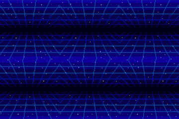 Pixel 80s Retro Wave Sci-Fi Background For game. Pixel art 8bit