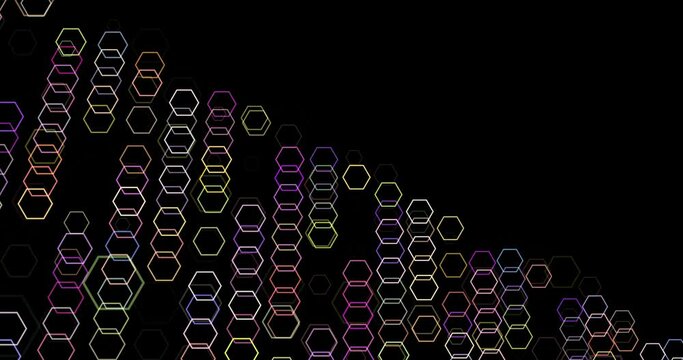 Hexagon pattern fast multicolor with copyspace. Abstract geometric background