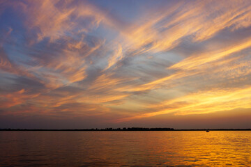 Fototapeta premium sunset over the river