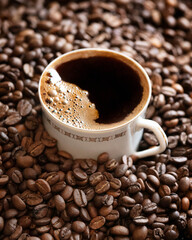 coffee beans and cup