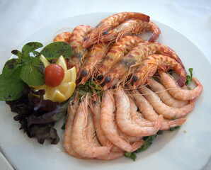 White shrimp and tiger prawn, very appetizing in all seasons