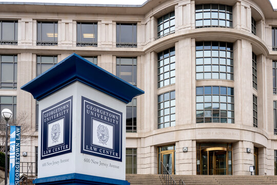 Washington, DC, USA- January 13, 2020: Georgetown University Law Center Is Shown In Washington, DC, USA . Georgetown University Is A Private Research University 