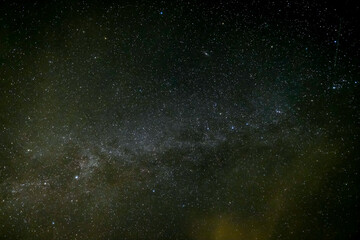 Milky Way in winter with meteor in upper right corner