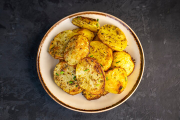 Delicious baked potato with green garlic