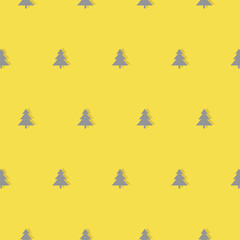 Christmas tree gray yellow vector seamless pattern