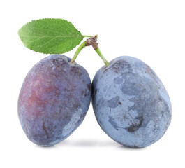 Fresh plums isolated on white background
