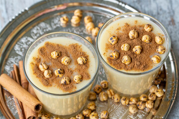 Boza or Bosa, traditional Turkish drink with roasted chickpea
