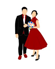 Fototapeta premium illustration, couple pre-wedding with white background