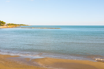 Beautiful landscape and seascape of Alcossebre on the Orange tree coast (Costa del Azahar, mediterranean sea), Castellon province, Valencian community, Spain. Amazing beach resort area.