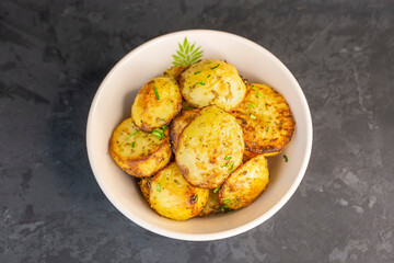 Delicious baked potato with green garlic
