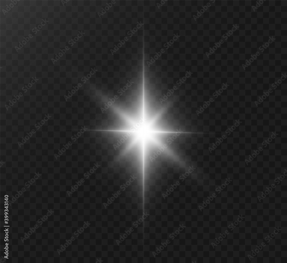 Poster white glowing light explodes on a transparent background. bright star. transparent shining sun, brig