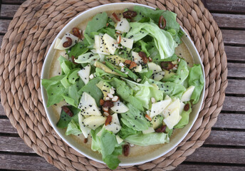 lettuce salad with almonds and cheese