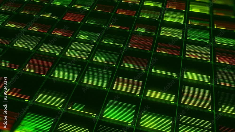 Poster moving bars of colorful audio equalizer, seamless loop. animation. complex system of an abstract mus