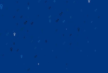 Light blue vector template with man, woman symbols.