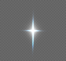White glowing light explodes on a transparent background. Bright Star. Transparent shining sun, bright flash. Vector graphics.  © Valeriia