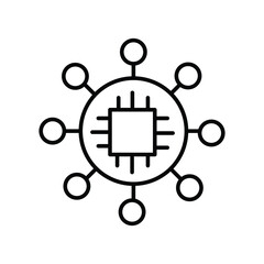 Digital Technology Chip line icon