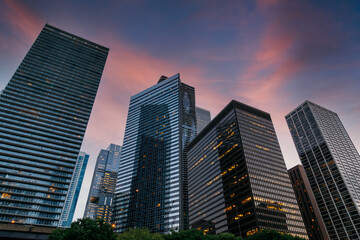 Fototapeta na wymiar Chicago Downtown. Cityscape image of Chicago downtown during twilight blue hour.