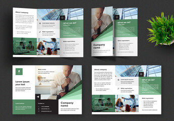 Business Trifold Brochure Layout with Green Accent