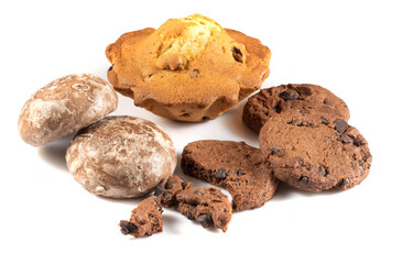 isolated image of cookie and chocolate close up