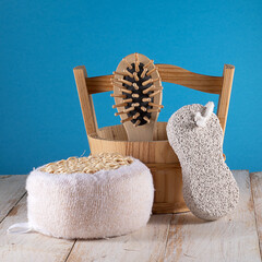 image bath accessories soap, comb, washcloth