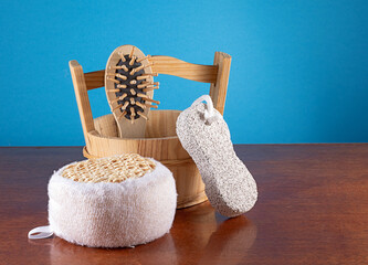 image bath accessories soap, comb, washcloth