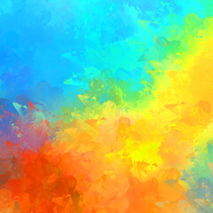 Wall art. Unique and creative illustration. Brush stroked painting. Abstract background of colorful brush strokes. Brushed vibrant wallpaper. Painted artistic creation.