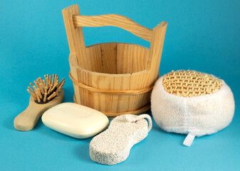 image bath accessories soap, comb, washcloth