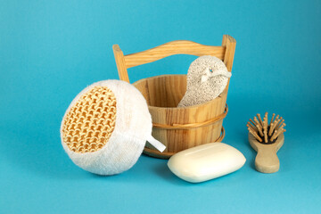 image bath accessories soap, comb, washcloth