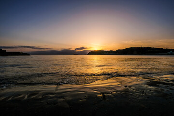 夕陽の逗子海岸