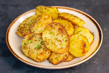 Delicious baked potato with green garlic
