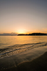 夕陽の逗子海岸