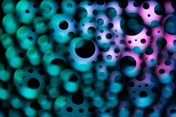 Background of colourful surreal and chaotic abstract light circles. 