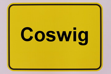 Illustration eines Stadteingangsschildes der Stadt Coswig