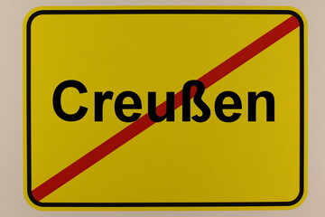 Illustration eines Stadtausgangsschildes der Stadt Creußen