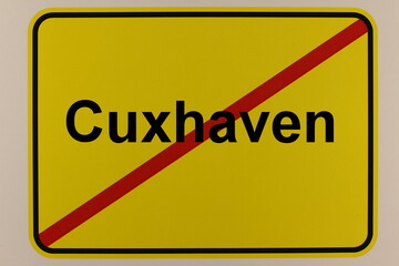 Illustration eines Stadtausgangsschildes der Stadt Cuxhaven