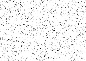 Small uneven spots and particles of debris. Abstract vector texture. Distressed uneven background. Grunge texture overlay with fine grains isolated on white background. Vector illustration. EPS10.