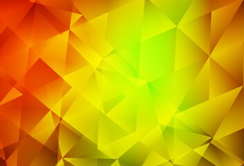 Dark Red, Yellow vector shining triangular backdrop.