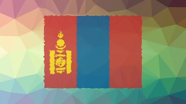 Mongolia Flag ISO:MN dissolving interesting tessellating looping moving polygons