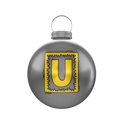 3d render Christmas decorative ball with the letter