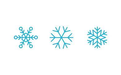 Snowflake icons. Set of snow flake linear symbols. Christmas winter time.