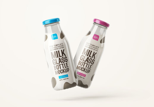 Glossy Milk Bottle Mockup
